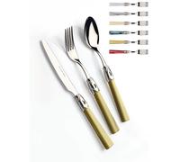 CAPRI Ghiera LUCIDO e acciaio 6 posti tavola, Servizio posate 24 pezzi in acciaio inox 18/10 lucido spessore 2,5 mm Manico in acrilico madreperlato con ghiera in inox lucido lavabile in lavastoviglie