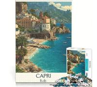 Capri Island Poster Puzzle da 1000 pezzi | 38x26cm Difficile impegnativo educativo adatto per la decorazione della scrivania