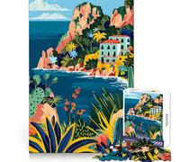 Capri, Italia Illustrazione minimalista Puzzle da 1000 pezzi per adolescenti Memoria acuta, relax facile, bordi puliti, Natale gioioso (38x52cm)