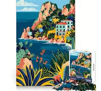 Capri, Italia Illustrazione minimalista Puzzle da 1000 pezzi per adolescenti Memoria acuta, relax facile, bordi puliti, Natale gioioso (50x75cm)