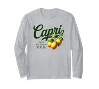 Capri Italia Isola dei Limoni in Lettering Italiano Verde Maglia a Manica