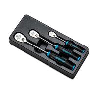 Capri Tools, Set cricchetto fine a 90 denti, impugnatura morbida ergonomica, attacco da 1/4”, 3/8/, 1/2”, 3 pezzi