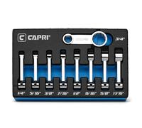 Capri Tools Set di adattatori coppia da 3/8", estremità a 12 punti, da 1/4 a 3/4", SAE, 9 pezzi con vassoio da meccanico