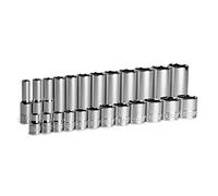 Capri Tools Set di bussole cromate per viti basse e profonde, a 6 punte, da 5/16 a 1 pollice, 24 pezzi