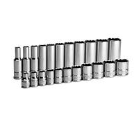 Capri Tools Set di bussole poco profonde e profonde a 12 punti, SAE, 1/4 a 7/8", 22 pezzi