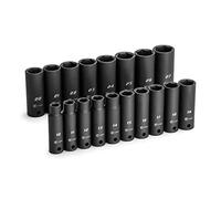 Capri Tools Set di chiavi a bussola da 1/2", metriche, da 10 a 27 mm, 18 pezzi