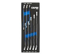 Capri Tools Set di chiavi a cricchetto reversibili a 120 denti, serie XL lunga, 12 punte, 5/16 a 3/4", SAE, 8 pezzi con vassoio da meccanico