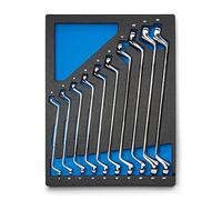 Capri Tools Set di chiavi a doppia scatola da 6 a 24 mm, metriche, 75 gradi, 10 pezzi, con vassoio da meccanico