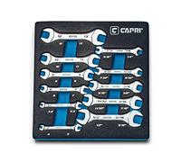 Capri Tools Set di chiavi a punta aperta sottile con vassoio meccanico, metrico e SAE, 3,2-13 mm e 3/16-9/16", 11 pezzi