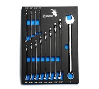 Capri Tools SmartKrome - Set di chiavi combinate con vassoio da meccanico, SAE da 1/4 a 1", 13 pezzi