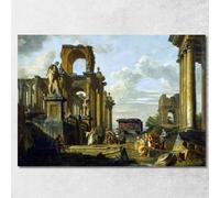 Capriccio Architettonico del Foro Romano Giovanni Paolo Pannini, gpp4 Quadro Stampato su Tela Fine Art, Intelaiato Pronto da Appendere, assemblato a Mano, 40x30 cm