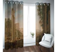 Capriccio di tende in stile Claude Lorrain con rovine del romano con stampa a stampa del foro romano, tende termiche oscuranti per l'ufficio del soggiorno 2 pannelli (W160xL245cm ciascuno)