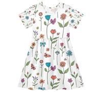 Capricciosa primavera floreale del bambino ragazze vestito manica corta A-line prendisole con UPF50+, 2T, Fantasia floreale primaverile, 7-8 Anni