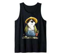 Capriccioso Cane Giardiniere Tuta Cappello di Paglia Canotta