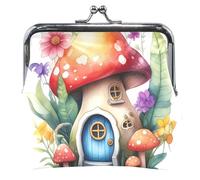 Capriccioso fiaba casa fungo in pelle portamonete titolare donna fibbia bacio blocco cambio borsa portafoglio, Casa dei funghi da favola stravagante, classico