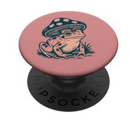 Capriccioso rospo della foresta che indossa un cappello a fungo stile Cottagecore PopSockets PopGrip Adesivo