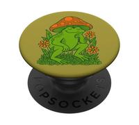Capriccioso rospo della foresta che indossa un cappello a fungo stile Cottagecore PopSockets PopGrip Adesivo