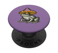 Capriccioso rospo della foresta che indossa un cappello a fungo stile Cottagecore PopSockets PopGrip Adesivo