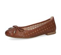 CAPRICE Ballerine da Donna in Pelle con Motivo Forato, Nappa Cognac., 37 EU