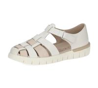 CAPRICE Comfort Sandali bassi da donna in pelle con chiusura a strappo, Bianco (Offwhite/Beige), 37 EU