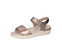 CAPRICE Comfort Sandali da donna piatti in pelle con chiusura in, Tortora metallizzato, 41 EU