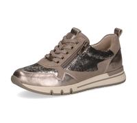 CAPRICE Comfort Sneaker da Donna Bassi in Pelle Larghezza H, Beige (Taupe Met.Comb), 39 EU