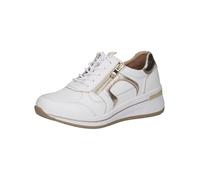 CAPRICE Comfort Sneaker da Donna con Zeppa in Pelle con Cerniera, Bianco (White/Lt Gold), 40 EU