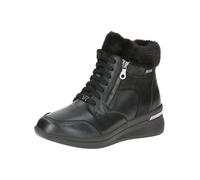 CAPRICE Scarpe da ginnastica comode da donna alte con imbottitura con chiusura lampo, impermeabili, Pettine nero, 38 EU