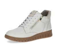 CAPRICE Comfort Sneakers da donna alte in pelle larghezza H, Bianco (Offwhite Comb), 36 EU