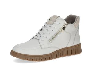 CAPRICE Comfort Sneakers da donna alte in pelle larghezza H, Bianco (Offwhite Comb), 39 EU