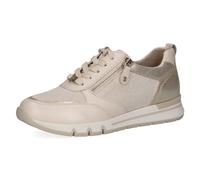 CAPRICE Comfort Sneakers da Donna Basse con Cerniera Eleganti, Beige (Cream/Gold), 41 EU