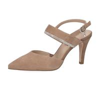 Caprice Décolleté Slingback da Donna in Pelle Glitter, Beige (Bark Suede), 37,5 EU