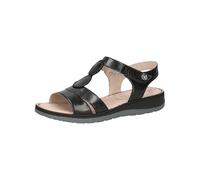 CAPRICE Sandali Bassi da Donna in Pelle con Chiusura a Strappo, Nero (Black Met.Comb), 38 EU