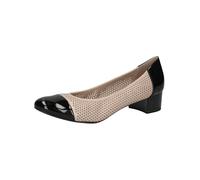 CAPRICE Donna Décolleté con Motivo Traforato Tacco Basso, Multicolore (Beige/Black), 37 EU