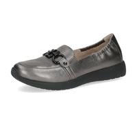 Caprice Mocassini da Donna in Pelle Comodi, Argento (Dk Grey Metal.), 39 EU