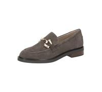 Caprice Mocassini da Donna in Pelle con Tacco a Blocco, Nero (Grey Suede), 41 EU
