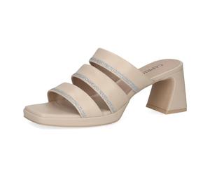 CAPRICE Mules da donna in pelle con tacco, Crema (Offwhite Nappa), 39 EU
