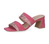 CAPRICE Mules da donna in pelle con tacco, Lilla (Fuchsia Suede), 39 EU