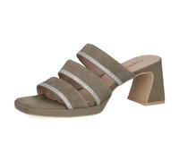 CAPRICE Mules da donna in pelle con tacco, Verde (Olive Suede), 36 EU