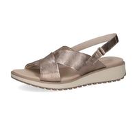 CAPRICE Sandali bassi da donna in pelle con chiusura a strappo, Beige (Taupe Metallic), 40 EU