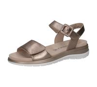 CAPRICE Sandali Bassi da Donna in Pelle con Chiusura a Strappo, Beige (Taupe Metallic), 42 EU