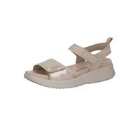CAPRICE Sandali bassi da donna in pelle con chiusura a strappo, Bianco (Offwhite Comb), 37 EU