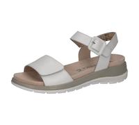 CAPRICE Sandali bassi da donna in pelle con chiusura a strappo, Bianco (White Nappa), 39 EU