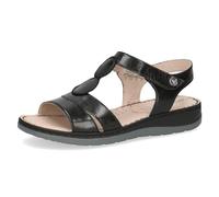 CAPRICE Sandali bassi da donna in pelle con chiusura a strappo, Nero (Black Met.Comb), 42 EU