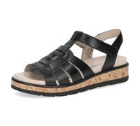 CAPRICE Sandali bassi da donna in pelle con chiusura a strappo, Nero (Black Nappa), 40 EU
