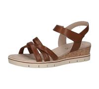 CAPRICE Sandali con tacco da donna in pelle con plantare, Marrone (Cognac Nappa), 42 EU