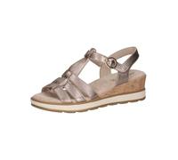 CAPRICE Sandali con zeppa da donna in pelle con chiusura a strappo, Beige (Taupe Metallic), 41 EU