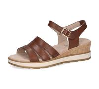 CAPRICE Sandali con Zeppa da Donna in Pelle Estivi, Marrone (Cognac Nappa), 42 EU