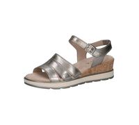 CAPRICE Sandali con Zeppa da Donna in Pelle Estivi, Metallico (Stone Metallic), 42 EU