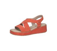 CAPRICE Sandali con zeppa da donna in pelle Zeppa, Arancione (Orange Suede), 38 EU